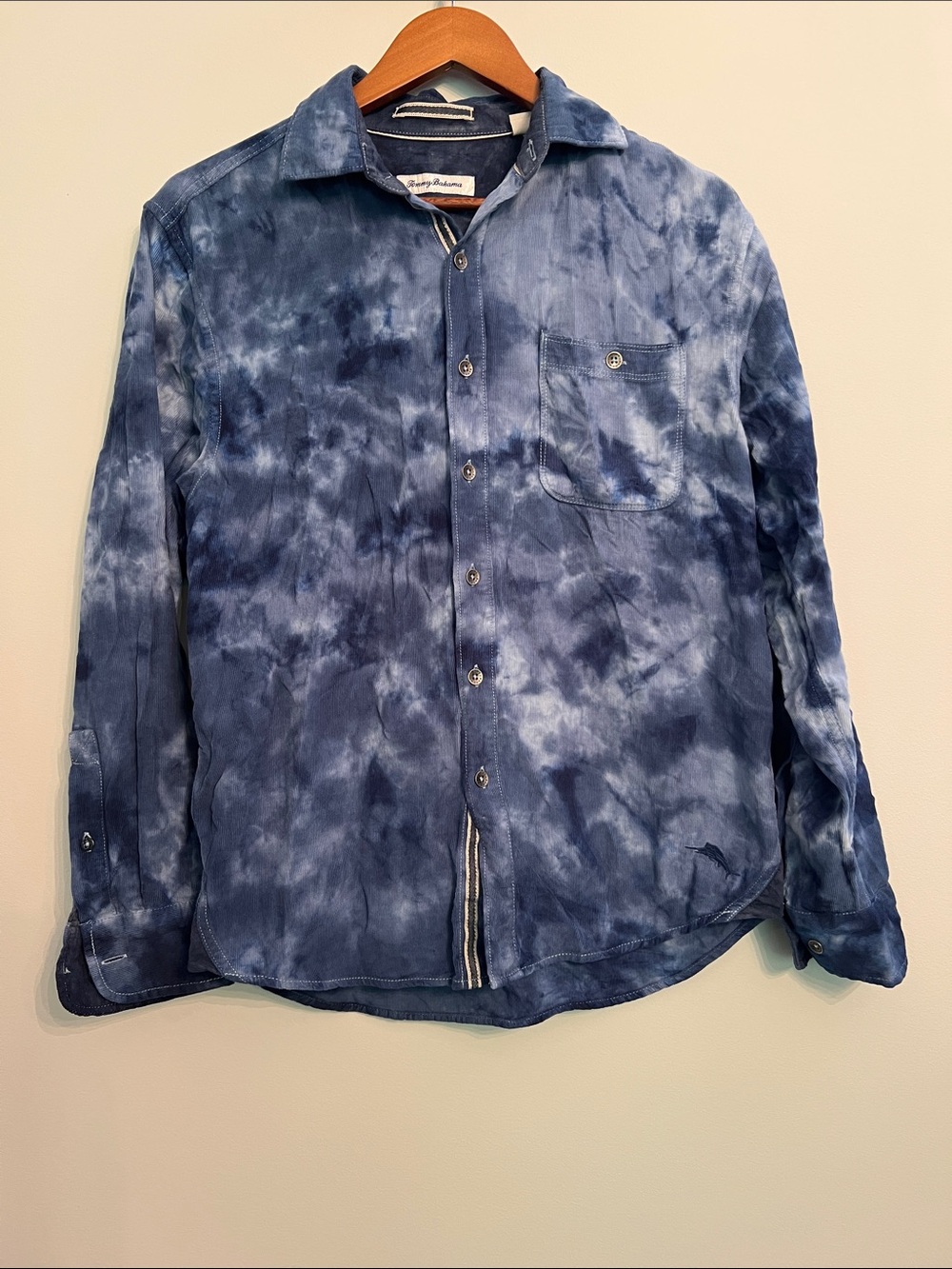 Men’s Blue Tie-Dye Button-Up Shirt
